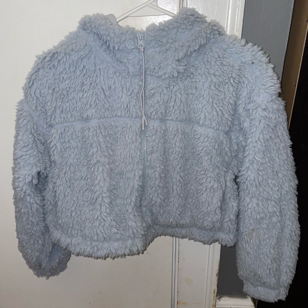 Urban Outfitters BDG Fuzzy Hooded Cropped Zip Up Jacket